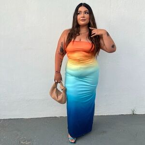 RUNAWAY THE LABEL Orange Cream Resort Strapless Dress